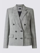 Marks & Spencer Checked Double Button Jacket Grey Mix