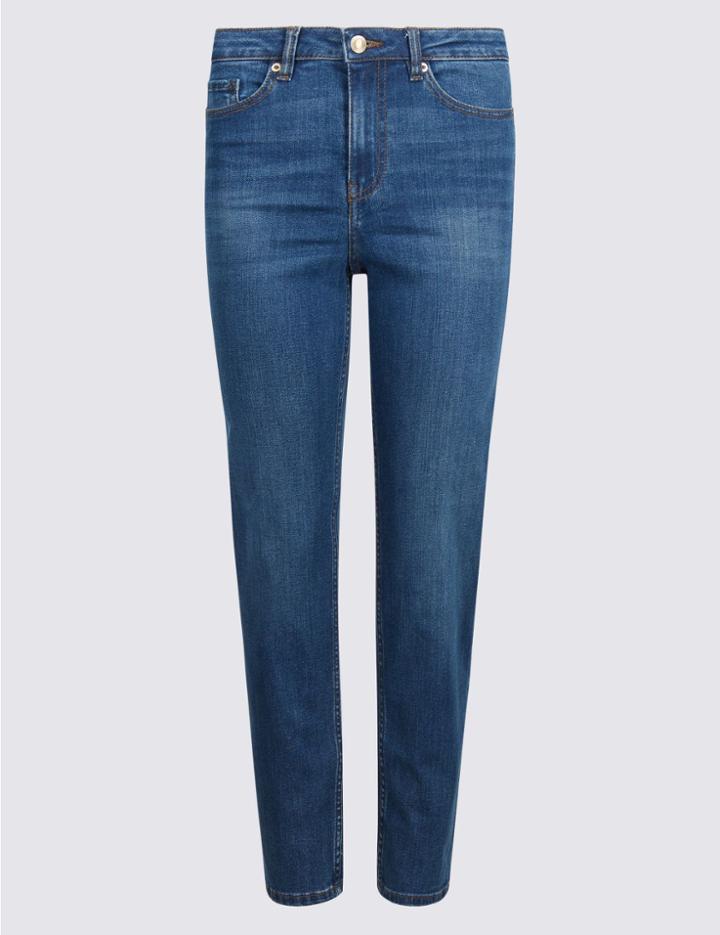 Marks & Spencer Cropped Straight Leg Jeans Dark Indigo