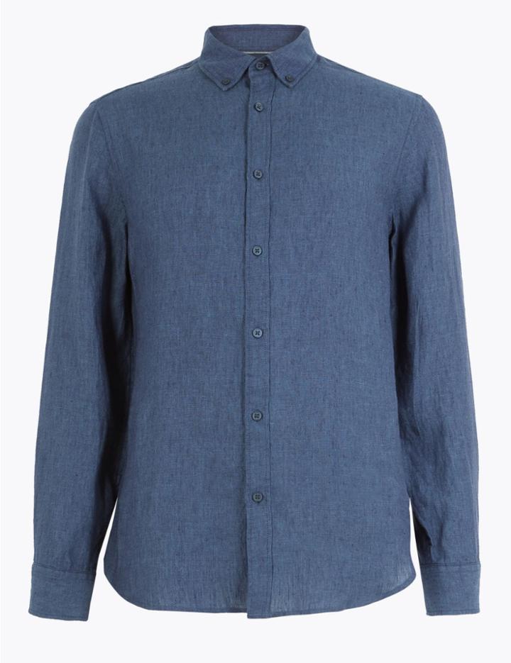 Marks & Spencer Pure Linen Shirt Indigo