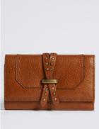 Marks & Spencer Leather Pin Detailed Purse With Cardsafe&trade; Dark Tan