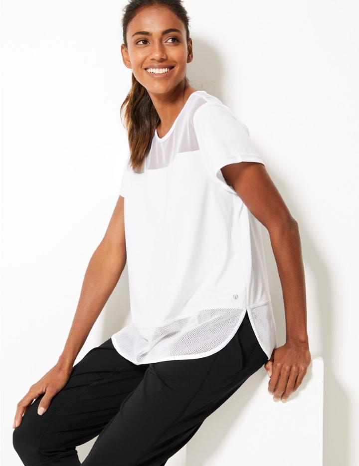 Marks & Spencer Quick Dry Short Sleeve Sport Top White