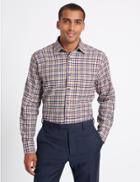 Marks & Spencer Pure Cotton Checked Shirt With Pocket Brown Mix