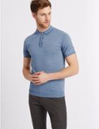 Marks & Spencer Merino Wool Blend Polo Shirt Chambray