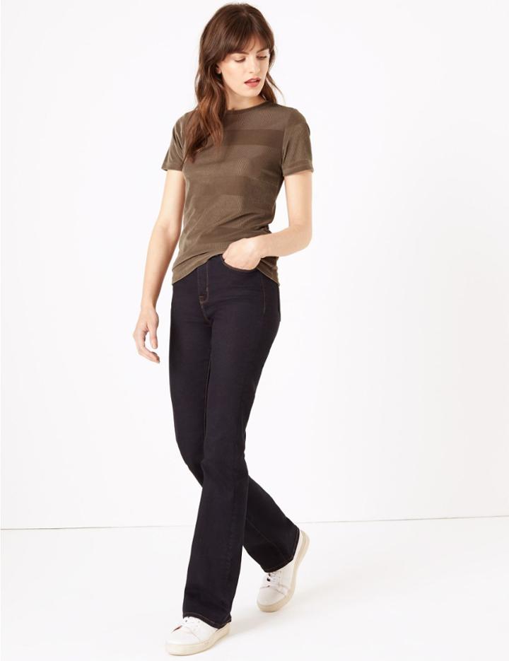 Marks & Spencer Velvet Textured T-shirt Coffee