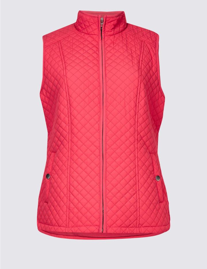 Marks & Spencer Quilted Gilet With Stormwear&trade; Hot Pink