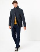 Marks & Spencer Cotton Rich Funnel Neck Jacket Navy