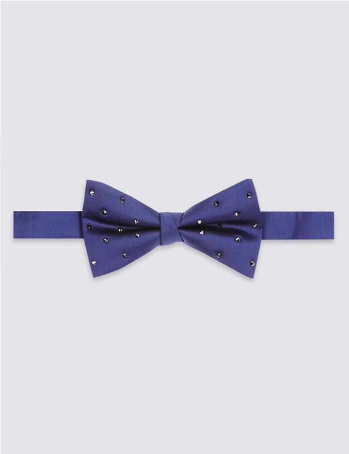 Marks & Spencer Pure Silk Bow Tie Made With Swarovski&reg; Elements Blue Mix