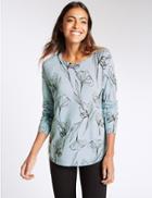 Marks & Spencer Abstract Flower Print Jumper Blue Mix