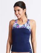 Marks & Spencer Active Speckled Printed Tankini Top Navy Mix