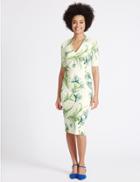 Marks & Spencer Floral Print Scuba Bodycon Dress Ivory Mix