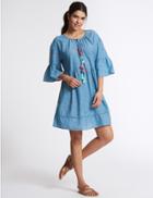 Marks & Spencer Pure Cotton Tassel Cover Up Chambray