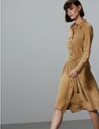 Marks & Spencer Pure Silk Patch Pocket Midi Shirt Dress Camel