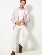 Marks & Spencer Striped Tailored Fit Cotton Jacket Pink/white