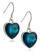 Marks & Spencer Glass Stone Heart Drop Earrings Blue Mix