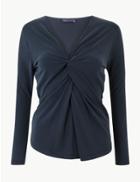 Marks & Spencer Twisted Front V-neck Long Sleeve T-shirt Black