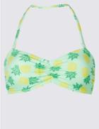 Marks & Spencer Pineapple Print Bandeau Bikini Top Aqua Mix