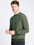 Marks & Spencer Pure Cotton Striped Jumpers Khaki Mix