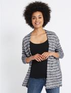 Marks & Spencer Striped Waterfall Cardigan Blue Mix