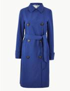 Marks & Spencer Double Breasted Trench Coat Rich Blue