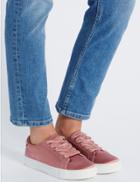 Marks & Spencer Lace-up Satin Velvet Trainers Blush