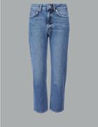 Marks & Spencer Straight Leg High Waist Ankle Grazer Jeans Medium Indigo