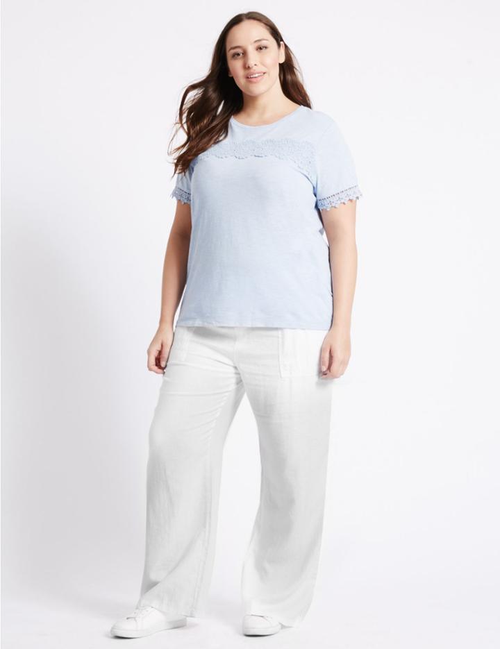 Marks & Spencer Linen Rich Wide Leg Trousers White
