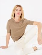 Marks & Spencer Pure Merino Wool Round Neck Knitted Top Camel