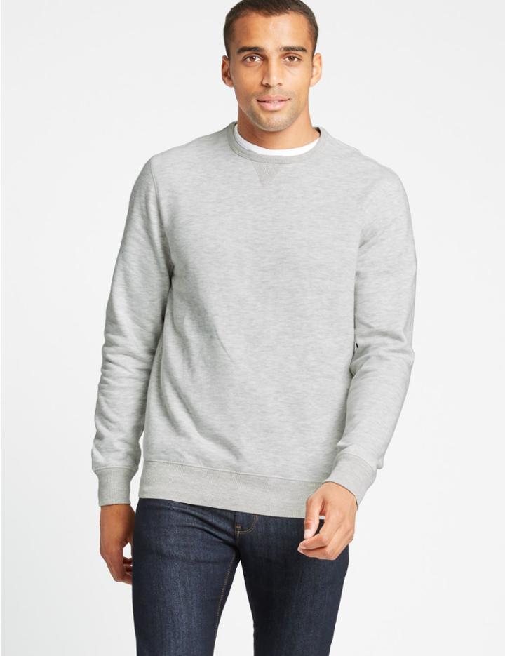 Marks & Spencer Cotton Rich Crew Neck Regular Fit Sweat Ecru Mix