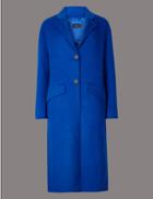 Marks & Spencer Wool Blend Single Breasted Coat Cobalt