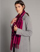 Marks & Spencer Pure Cashmere Checked Scarf Pink Mix