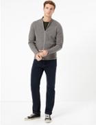 Marks & Spencer Extra Fine Lambswool Felted Bomber Cardigan Grey
