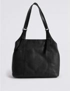 Marks & Spencer Leather 3 Compartment Hobo Bag Black