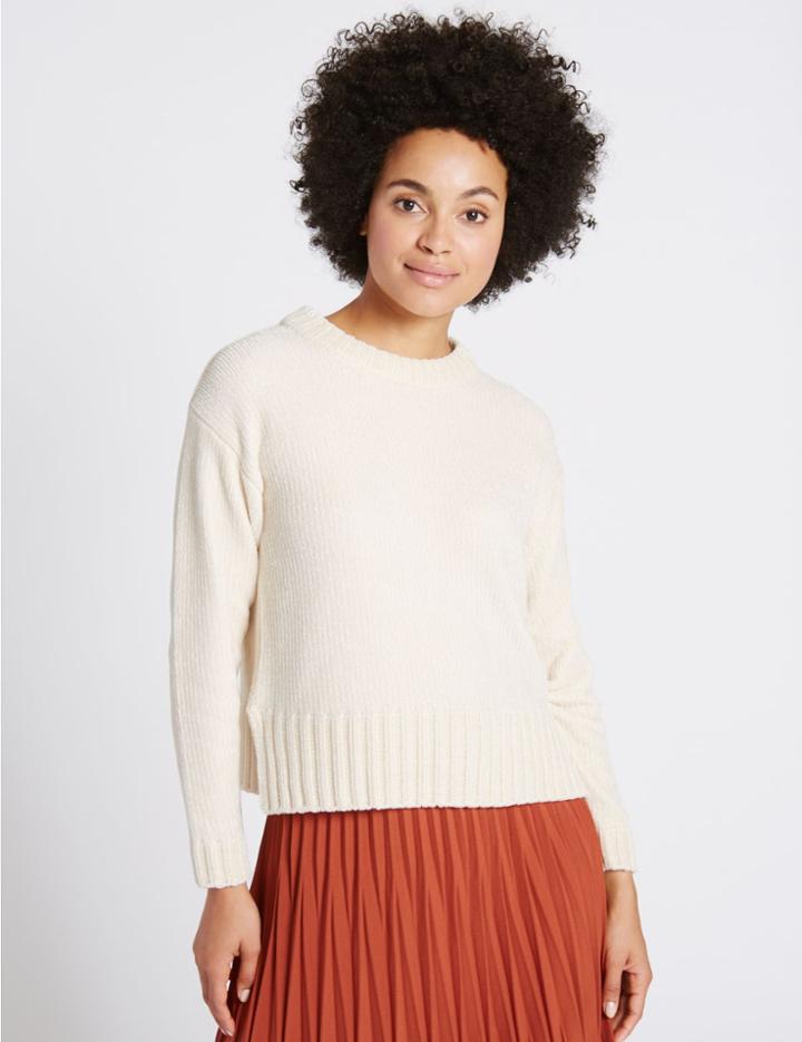 Marks & Spencer Chenille Round Neck Jumper Cream