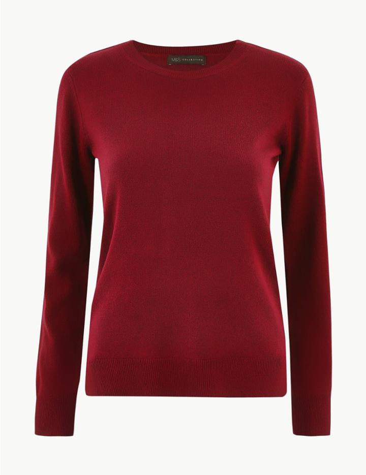 Marks & Spencer Cashmilon&trade; Crew Neck Jumper Claret