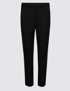 Marks & Spencer Petite Cotton Blend Slim Leg Trousers Black