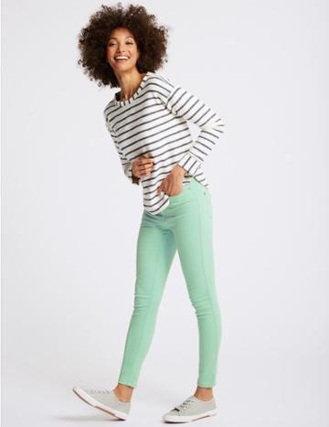 Marks & Spencer Mid Rise Super Skinny Jeans Light Jade
