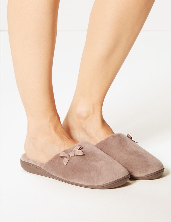 Marks & Spencer Bow Mule Slippers Stone