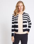 Marks & Spencer Pure Cotton Striped Cardigan Navy Mix
