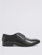 Marks & Spencer Leather Almond Toe Lace-up Derby Shoes Black