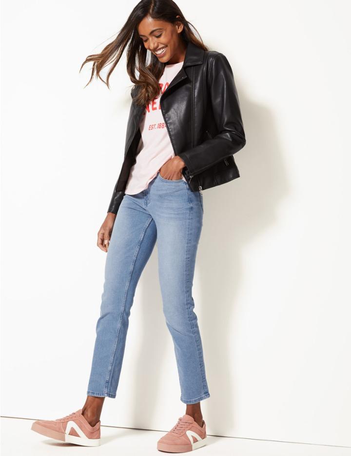 Marks & Spencer Mid Rise Slim Leg Jeans Light Indigo