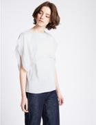 Marks & Spencer Round Neck Short Sleeve Shell Top Ivory Mix