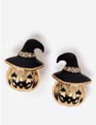 Marks & Spencer Halloween Pumpkin Stud Earrings Black Mix