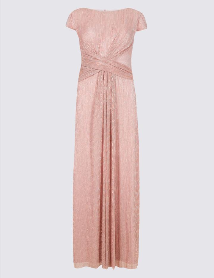 Marks & Spencer Sparkly Twist Detail Metallic Maxi Dress Pink