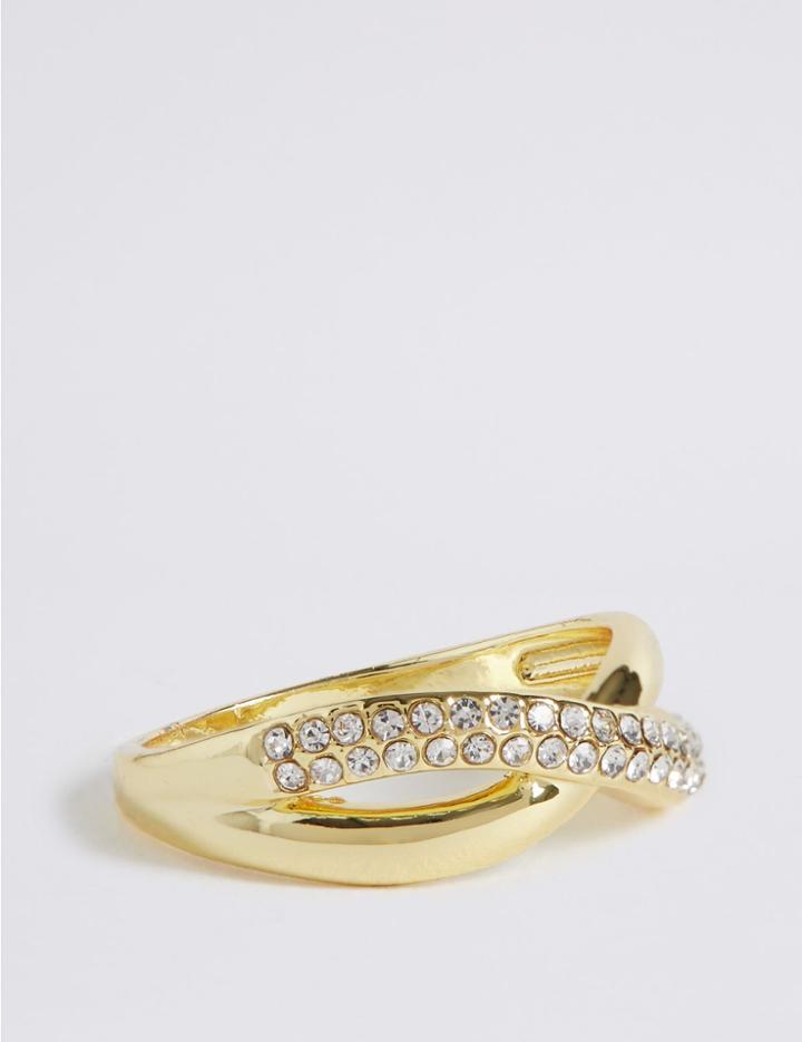 Marks & Spencer Gold Plated Diamant Pave Ring Gold Mix