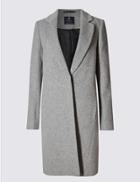 Marks & Spencer Single Breasted Coat With Cashmere Grey Mix