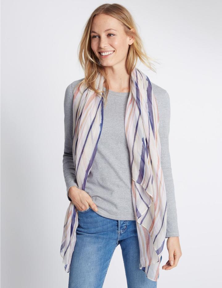 Marks & Spencer Printed Scarf Cream Mix