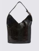 Marks & Spencer Faux Leather Ring Detail Hobo Bag Black Mix
