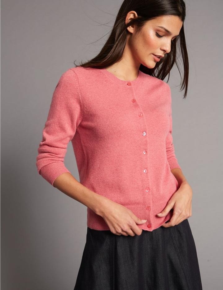 Marks & Spencer Pure Cashmere Button Through Cardigan Light Raspberry