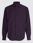 Marks & Spencer Luxury Soft Touch Paisley Print Shirt Aubergine