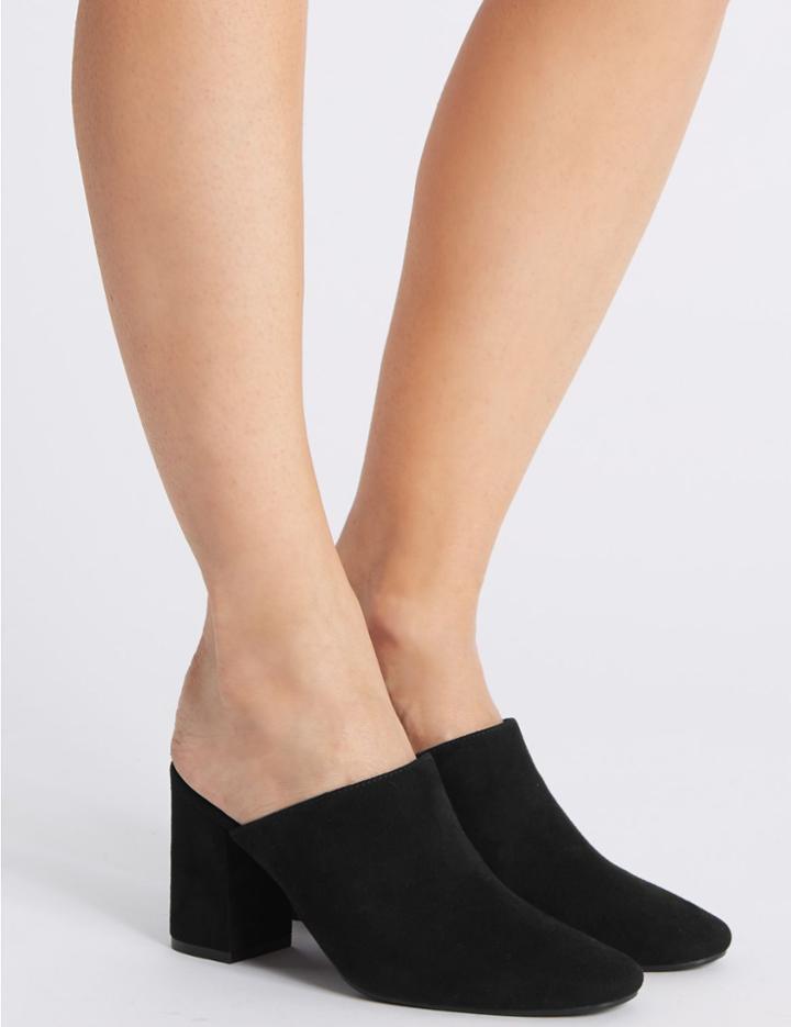 Marks & Spencer Block Heel Mule Shoes Black